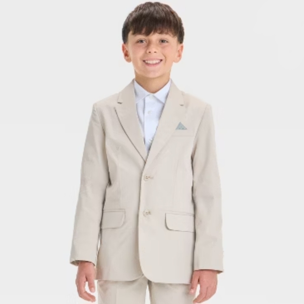 Cat & Jack Boys Beige Two-Piece Suit Set - Picture 2 of 9